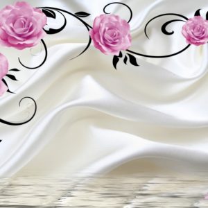 3D фотообои "Розы и белый шелк"