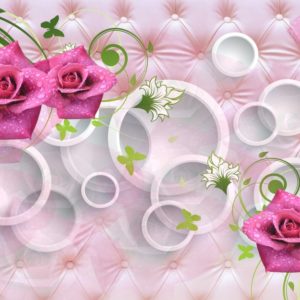 3D фотообои "Розовые розы "