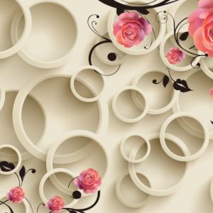 3D фотообои "Розы на белых кругах"