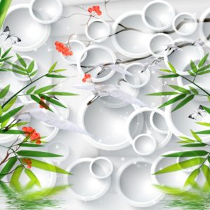 3D фотообои "Лебеди в полете"