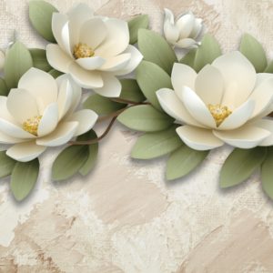 3D фотообои "Белые кувшинки "