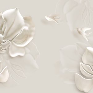 3D фотообои "Гипсовые птицы и цветы"