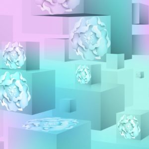 3D фотообои "Кубики с изображением цветов"