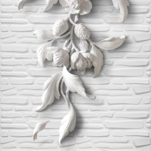 3D фотообои "Белые цветы с шишками"