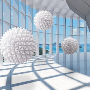 3D фотообои "Белые шары в воздухе"