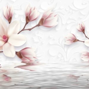 3D фотообои "Цветы над водой"