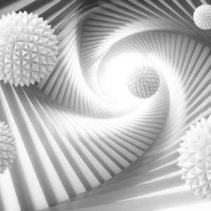 3D фотообои "Белые заостренные шары "
