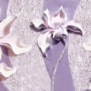 3D фотообои "Нежные лилии на фиолетовом фоне"