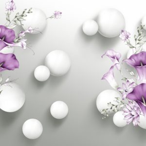 3D фотообои "Белые шары с калами"