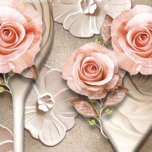 3D фотообои "Розы и стальные цветы "