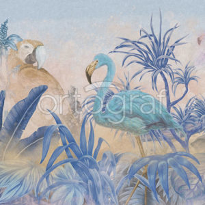 Изображение #8306 Заросли с фламинго blue фотообои